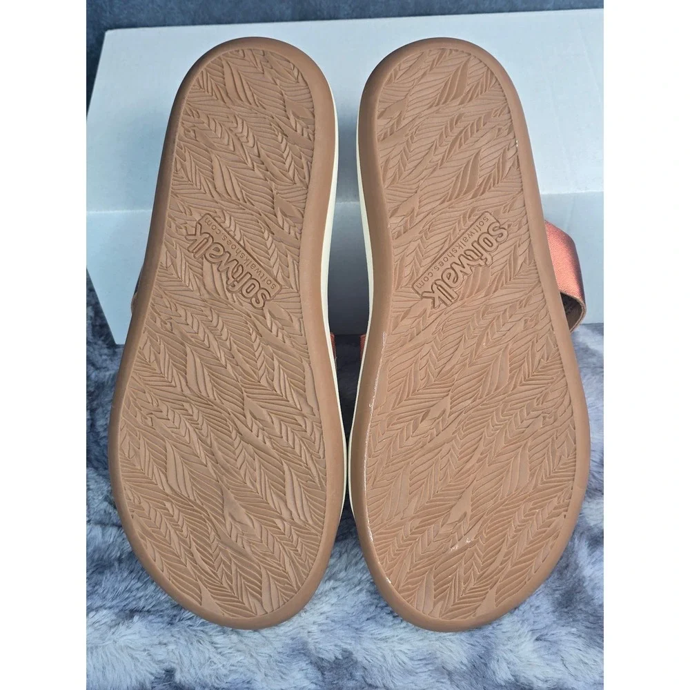 NWOT Softwalk Jenna Slide Sandals Metallic Copper Leather S2408-275 Size 9